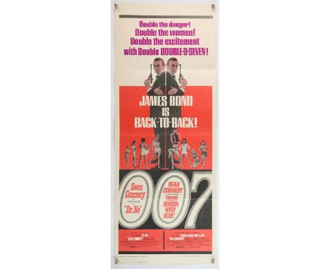 James Bond Dr. No / From Russia with Love (R-1965) US Insert film poster, featuring Sean Connery, folded, 14 x 36 inches. 