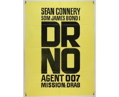 James Bond Dr. No (1962) Danish first release teaser and main film posters, folded, 24 x 33 inches (2). 