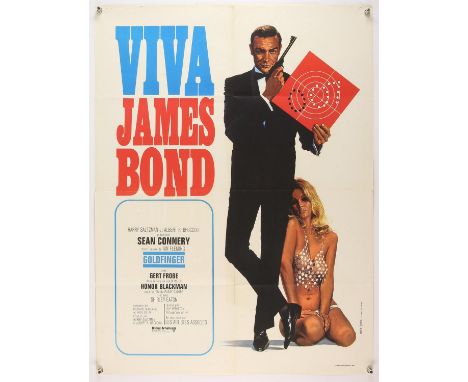 James Bond Goldfinger (R-1970's) Viva Bond French Affiche film poster, folded, 23.5 x 31.5 inches. 