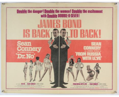 James Bond Dr. No / From Russia with Love (R-1965) US Half Sheet film poster, featuring Sean Connery, folded, 22 x 28 inches.