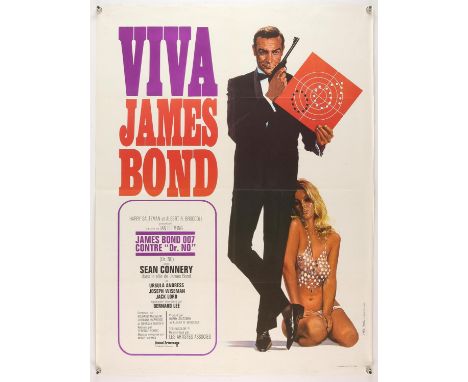 James Bond Dr. No (R-1970's) Viva Bond French Affiche film poster, folded, 23.5 x 31.5 inches. 