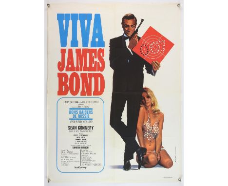 James Bond From Russia with Love (R-1970's) Viva Bond French Affiche film poster, folded, 23.5 x 31.5 inches. 