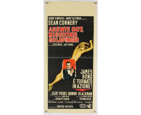James Bond Goldfinger (1964) Italian Locandina film poster, first Italian release, folded, 12 x 27 inches. Condition Report: 