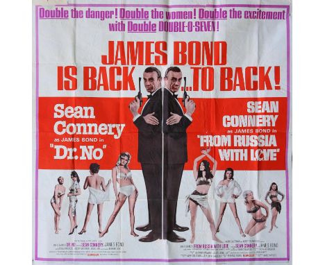 James Bond Dr. No / From Russia with Love (R-1965) US Six Sheet film poster, featuring Sean Connery, folded, 81 x 81 inches. 