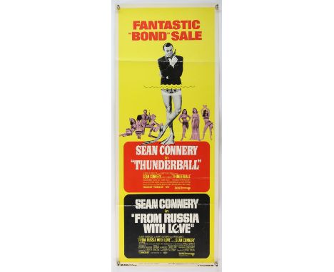 James Bond Thunderball / From Russia with Love (R-1968) US Insert film poster, featuring Sean Connery, folded, 14 x 36 inches