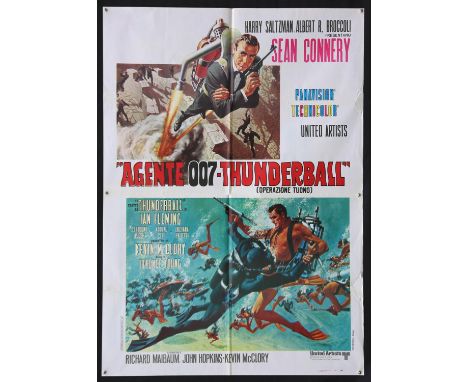 James Bond Thunderball (R-1970's) Italian 2 Foglio film poster, starring Sean Connery, folded, 39 x 55 inches. 