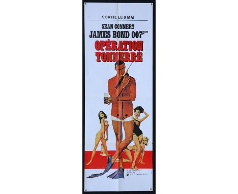 James Bond Thunderball (1980's) French Door panel film poster, artwork by Robert McGinnis, folded, 22 x 61 inches. 