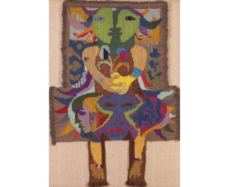 Gerard Dillon (1916-1971) HANDS ACROSS THE BORDER woolen tapestry mounted on raw linen 62 x 44in. (157.48 x 111.76cm) The art