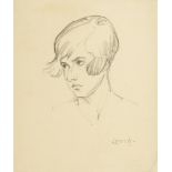 William John Leech RHA ROI (1881-1968) HEAD OF A GIRL [A BOTTERELL FAMILY MEMBER] pencil signed