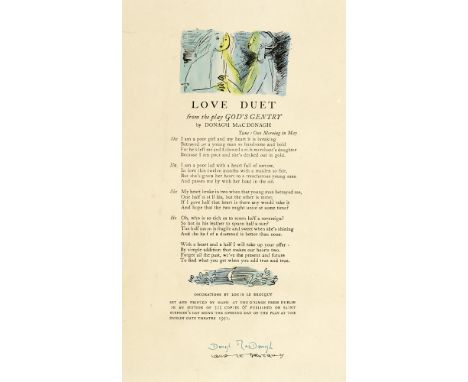 Louis le Brocquy HRHA (1916-2012) LOVE DUET, FROM THE PLAY GOD'S GENTRY BY DONAGH MACDONAGH, 1951 lithograph; (from an editio