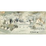 Louis le Brocquy HRHA (1916-2012) SCENE NEAR LUCAN, 1949 hand coloured lithograph; (artist's