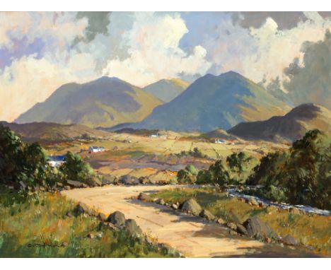 George K. Gillespie RUA (1924-1995) IN THE MOURNES NEAR GLASDRUMMOND AND GLEN RIVER oil on board signed lower left; titled on