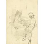Tom Carr HRHA HRUA ARWS (1909-1999) THE CHILDRENS ROOM, SKETCH pencil on paper signed lower left;