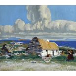 Maurice MacGonigal PRHA HRA HRSA (1900-1979) BRINGING HOME TURF oil on board signed lower right