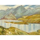 Grace Henry HRHA (1868-1953) CARAGH LAKE, COUNTY KERRY oil on board signed lower right; signed and