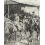 William Conor OBE RHA RUA ROI (1881-1968) COMBER RACES, COUNTY DOWN charcoal on board signed lower