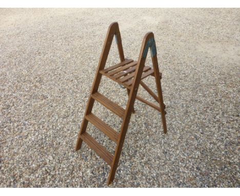 Set of vintage pine step ladders