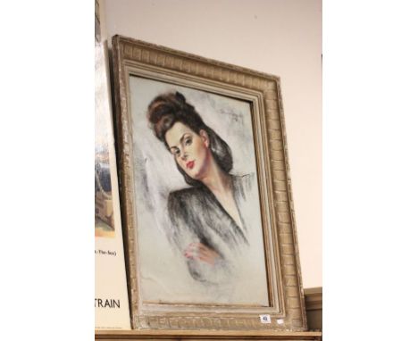 Pastel portrait of a wartime lady signed and dated '43