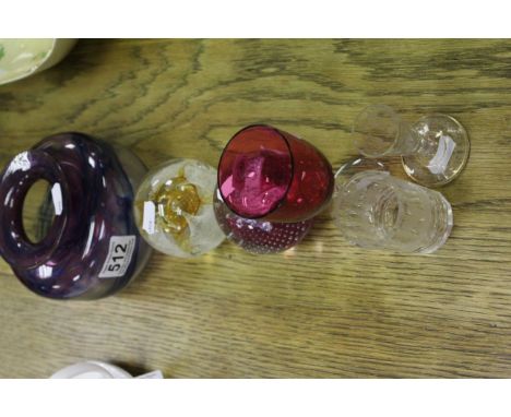 Group of glass to include Caithness paper weights, Mdina style vase and three glasses