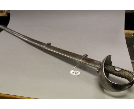 Prussian heavy cavalry sword with scabbard, marked to blade spine "F a D Toledo 1870"