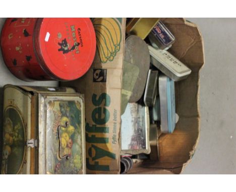Box of mixed vintage tins