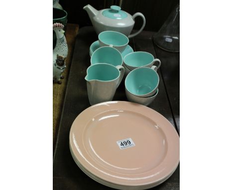 Poole pottery teaset and similar dinner plates