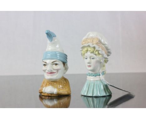 Two Royal Worcester Candle Snuffers ' Mr Punch ' and ' Mop Cap '
