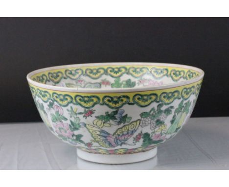 Chinese ceramic bowl with red character marks to the base