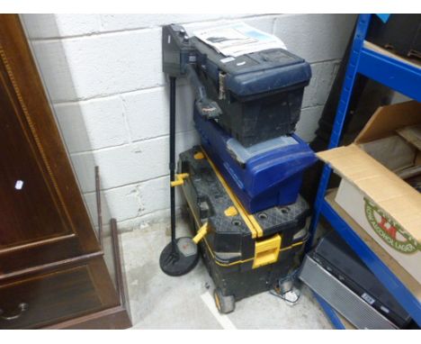 Three Tool Boxes with contents of assorted tools etc, a Metal Trunk and a C-Scope TR400 Metal Detector with Instructions