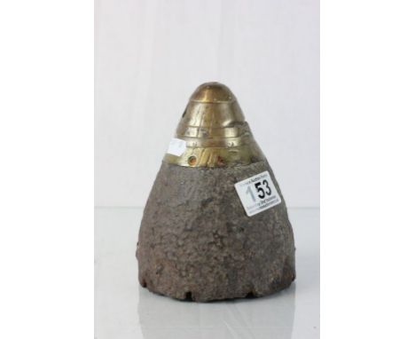 WW1 Army shell nose cone with brass timer