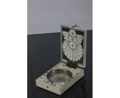 20th century Pocket Compass in Ox Bone Effect Case
