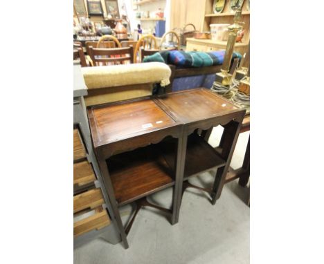 Pair of Georgian Mahogany Square Washstands with Pot Shelf Below