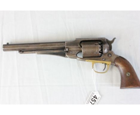 An American Civil War Remington 1858 New Model Army .44 cal single action six shot percussion revolver with barrel stamped "P