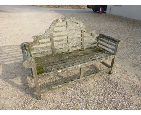 Teak Garden Bench with Shaped Back and Rolled Arms