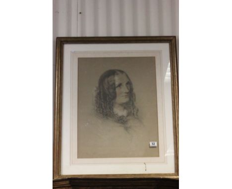 Victorian Pastel Portrait of a Lady signed in pencil and dated 1858