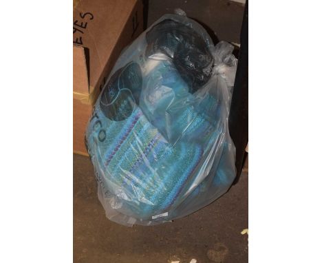Pair of blue/green/turquoise mid 20th Century curtains