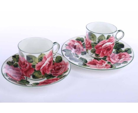 INTERESTING WEMYSS WARE BONE CHINA TEA SERVICE 
decorated by Edwin Sandland with a wide band of roses, each piece inscribed '