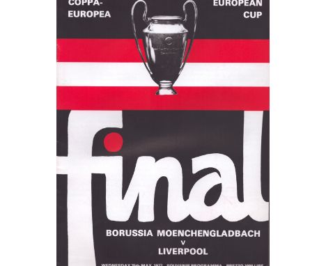 Football Borussia Monchengladbach v Liverpool 1977 European Cup Final vintage programme. Good condition. All autographs come 