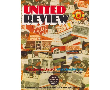 Football Vintage Man Utd Matchday Programme Vs Man City at Old Trafford 22/3/1980. Good condition. All autographs come with a