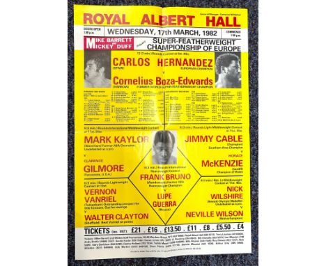 Boxing vintage ROYAL Albert Hall 24x16 fight poster featuring European Featherweight Championship Carlos Hernandez v Corneliu