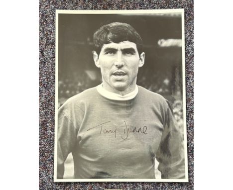 Football Tony Dunne signed vintage Manchester United 16x12 black and white photo. Anthony Peter Dunne (24 July 1941 - 8 June 