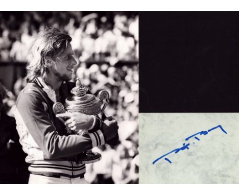 Tennis Bjorn Borg signed 6x4 white card and 10x8 vintage black and white photo. Good condition. All autographs come with a Ce