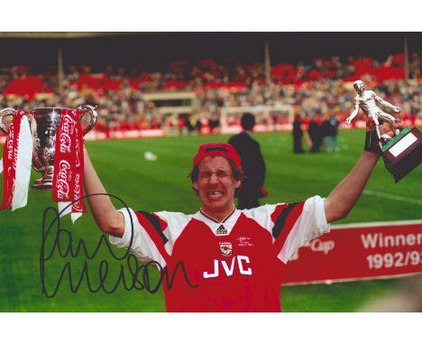 Football Paul Merson signed Arsenal 12x8 colour photo. Good condition. All autographs come with a Certificate of Authenticity