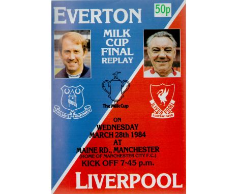 Vintage Matchday Programme for Everton FC Vs Liverpool FC in The Milk Cup Final Replay at Maine Rd on Wednesday March 28th 19