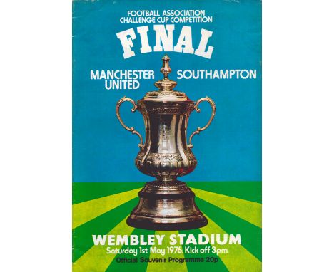 Football Manchester United v Southampton 1976 FA Cup Final Wembley Stadium vintage programme. Good condition. All autographs 