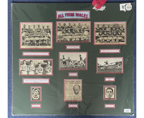 Football Vintage Wales Football Multi Signed Wales Presentation Mount. Signatures within this mount include Mel Hopkins, Ron 