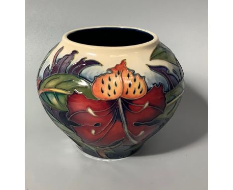 A Moorcroft pottery vase of globular for decorated in the 'Simeon' pattern after Philip Gibson, copyright 1999, date symbol f