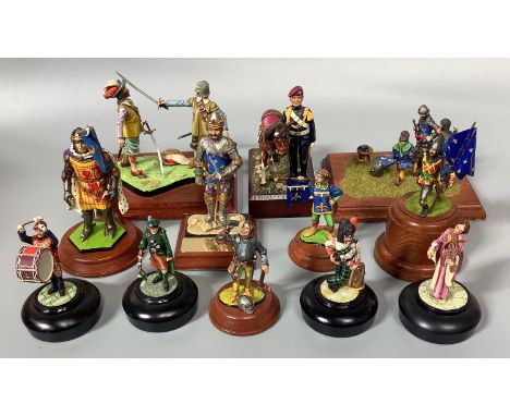 Twelve various hand painted scale models including Robert the Bruce, King Jean II, Pony Major &amp; Mascot Parachute Regiment