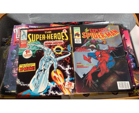 A collection of approximately 60 vintage comics comprising 2000 AD, Marvel and DC examples including 1993 Dracula, 1993 Spide