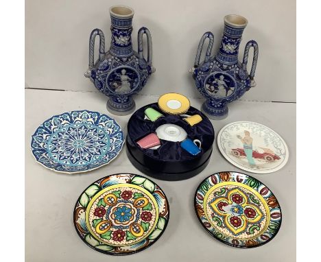 SECTION 17. A Royal Worcester Four piece coffee set in celebration of HRH 80th birthday, together with Two German Westerwald 